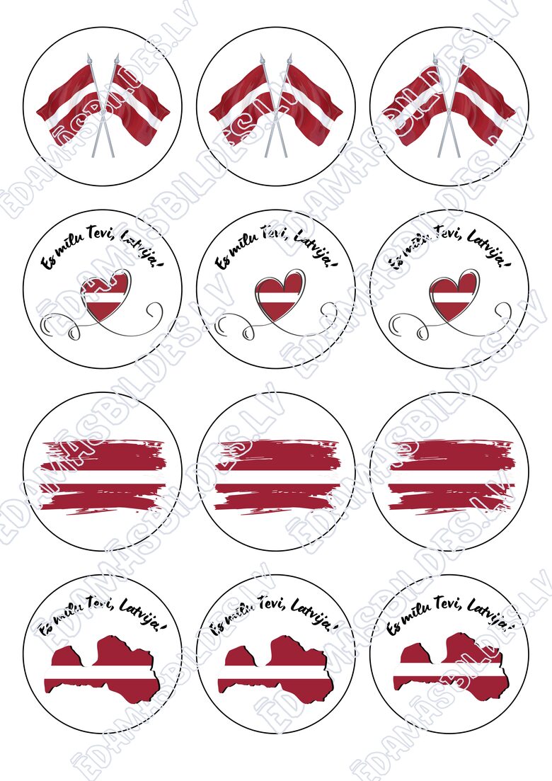 Chocolate Transfer Sheets "Mīlu Tevi Latvija!", 6 cm